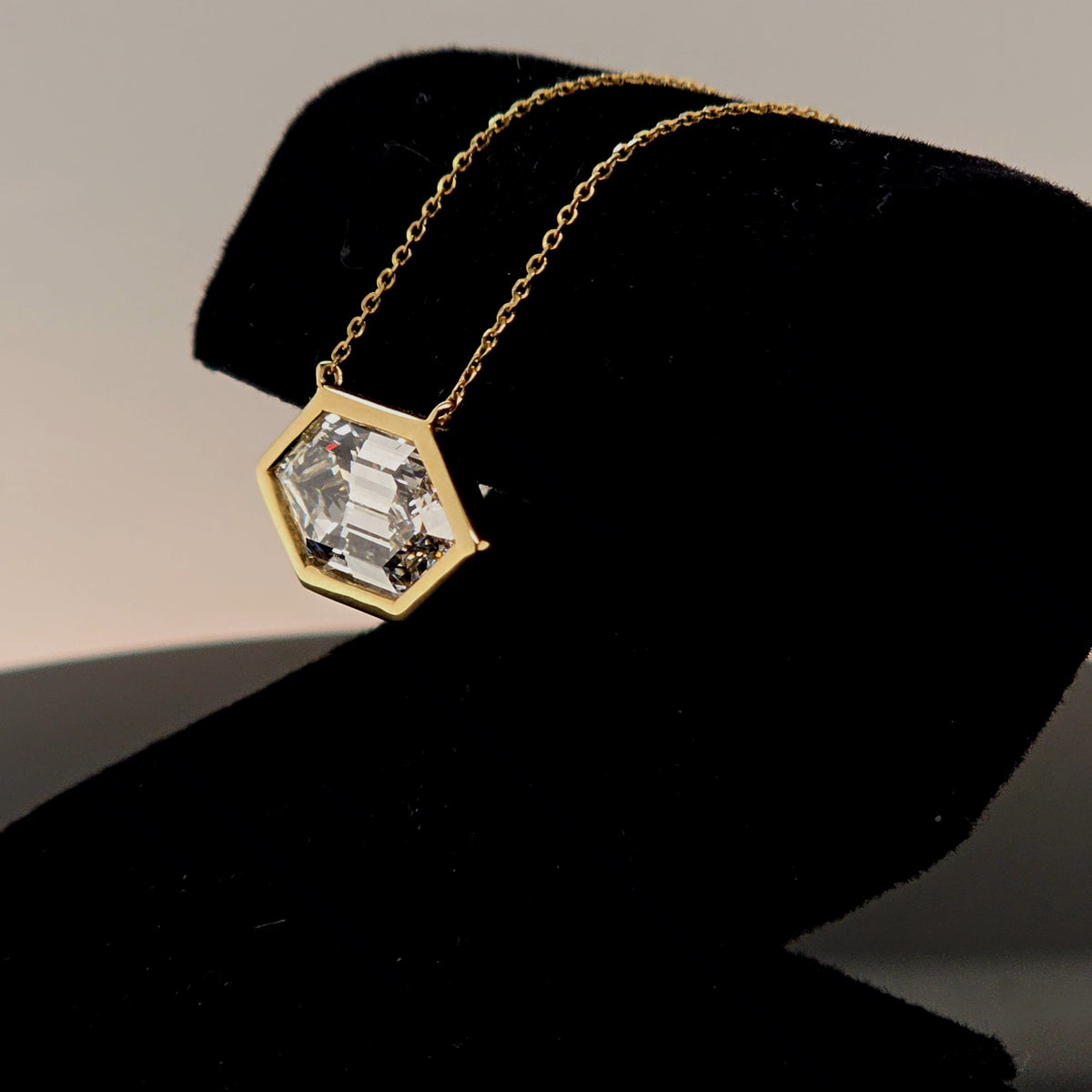 5ct Stepped Hexagon Necklace